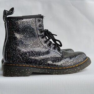 Dr. Martens Silver Speckled Size US 3 Zipper Lace Boots Black 1460J AW004